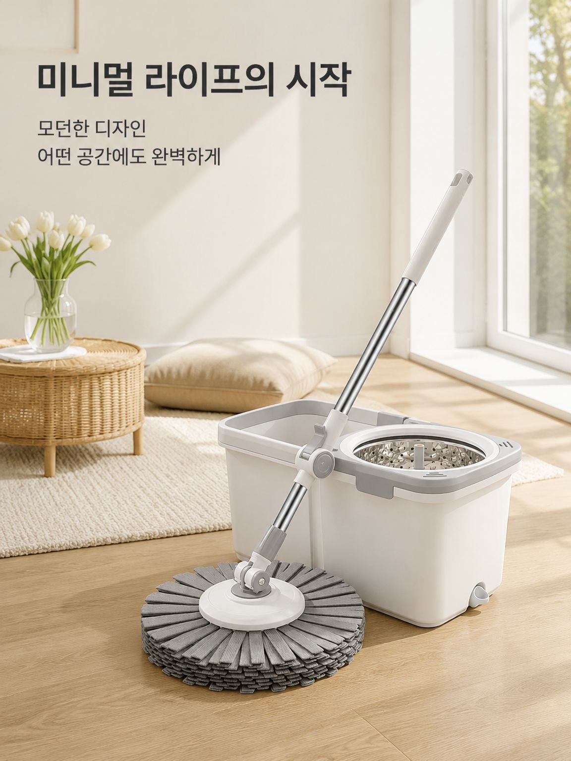 강화 세척 일체 대걸레 배달통
