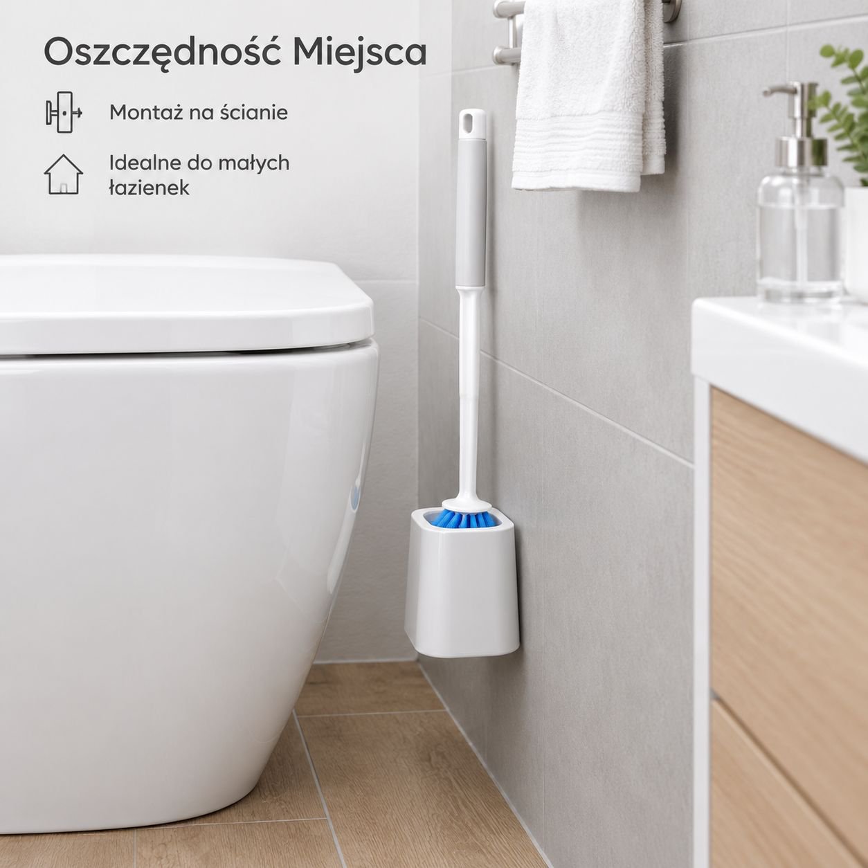 Ścienna szczotka toaletowa z pojemnikiem do gruntownego czyszczenia