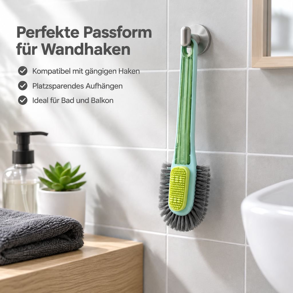 Schuhreinigungsbürste mit ergonomisch nutzbarem langem Griff
