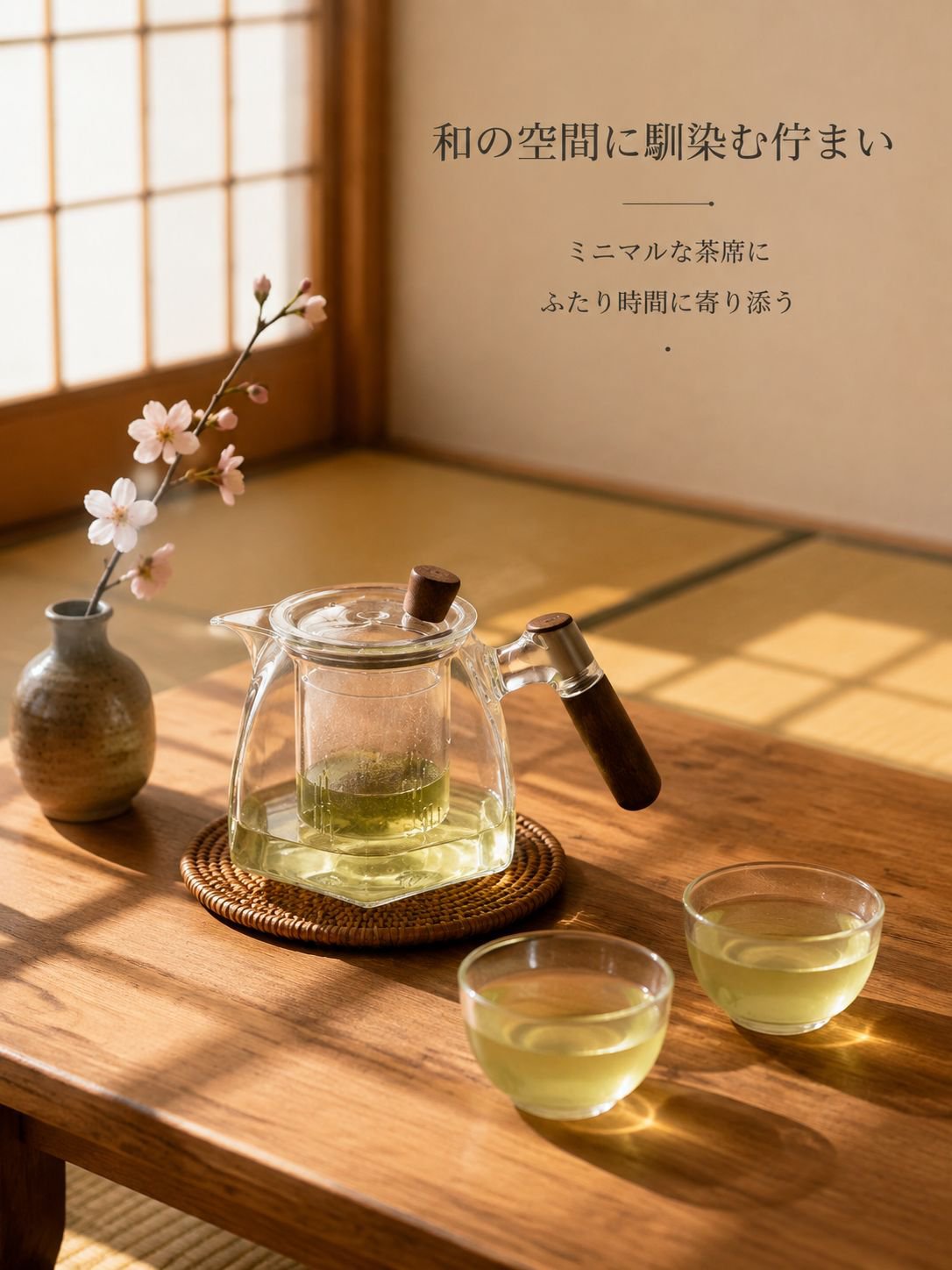 ガラス製の六角形ティーポット