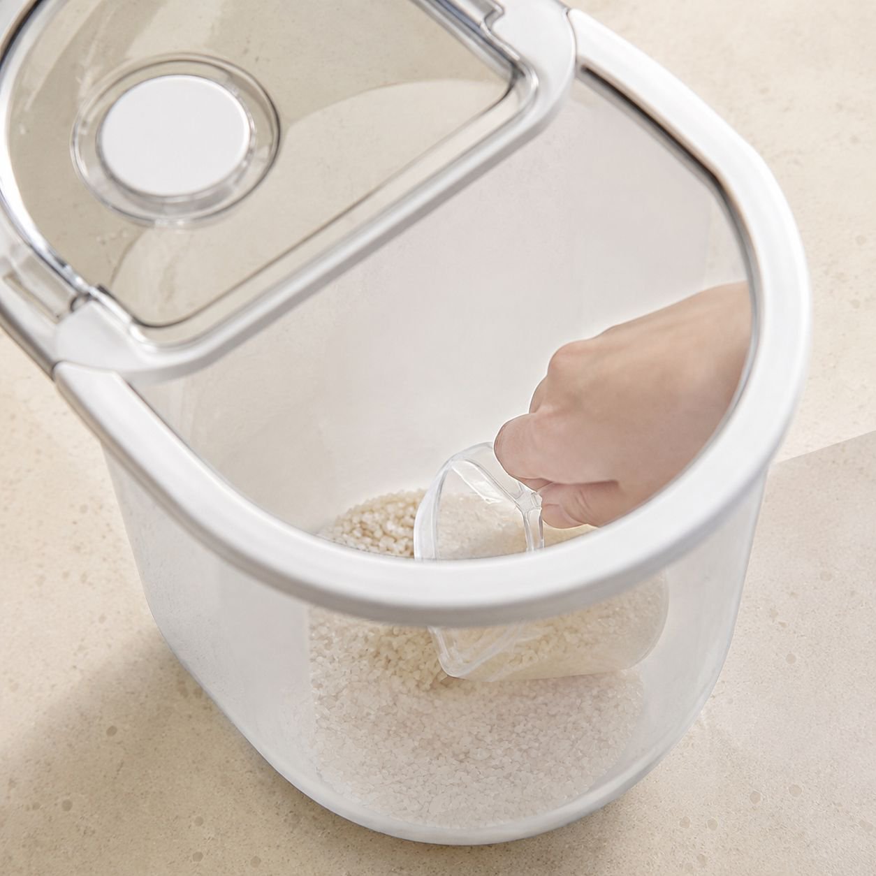Large capacity rice storage container for kitchen