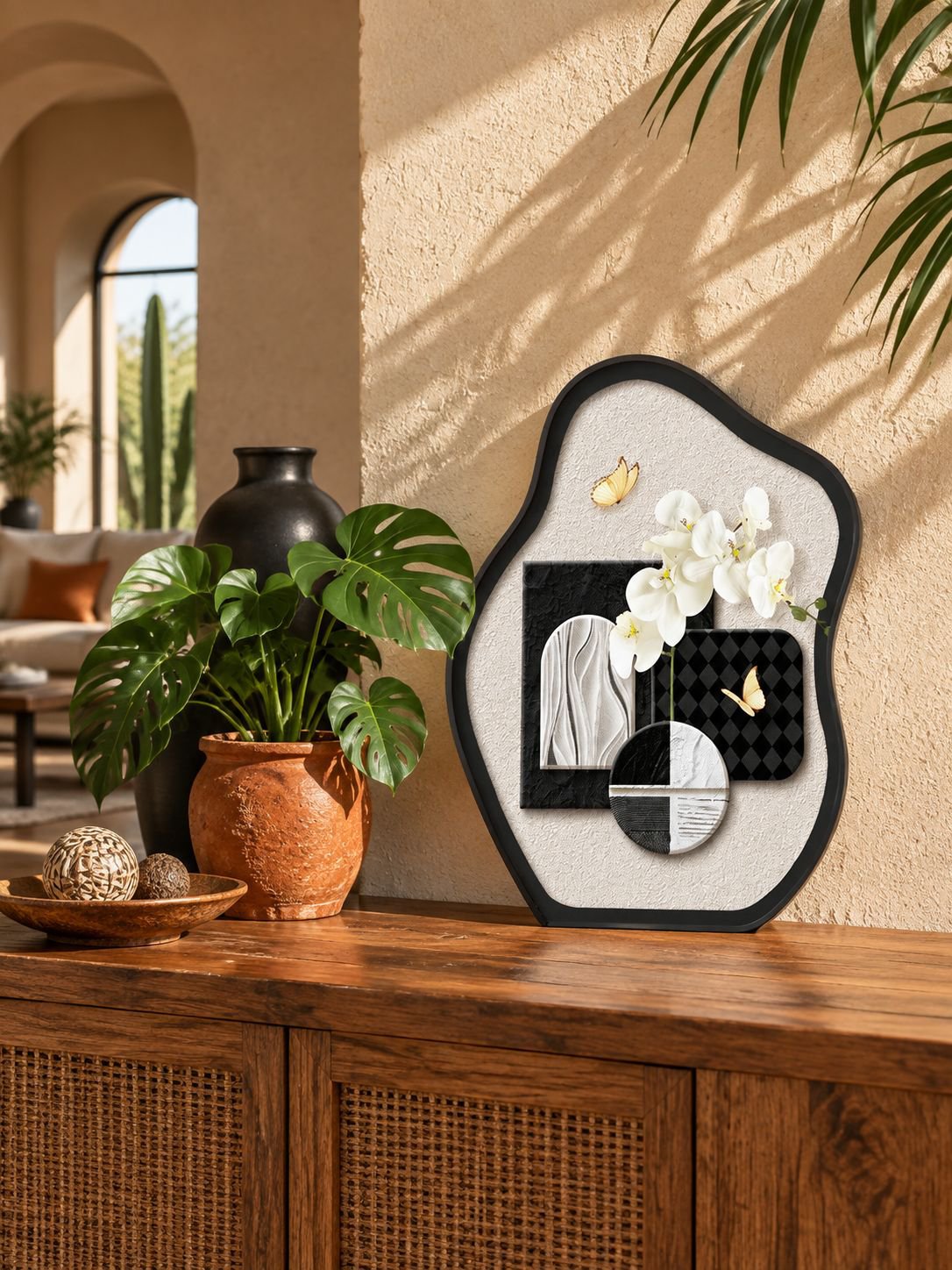 Detalle artístico de mariposas en cuadro decorativo