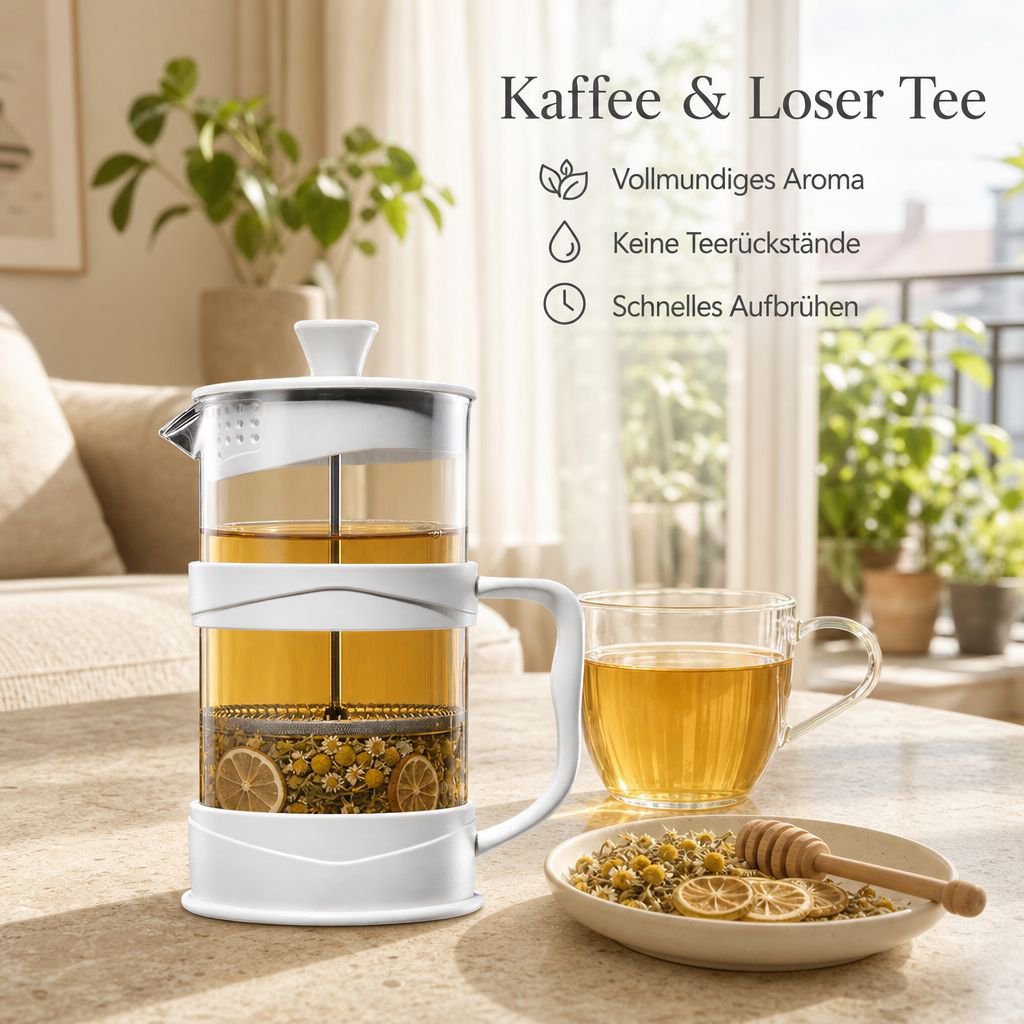 French Press Glas Kaffeebereiter Stempelkanne Manuell Kaffeepresse Teebereiter