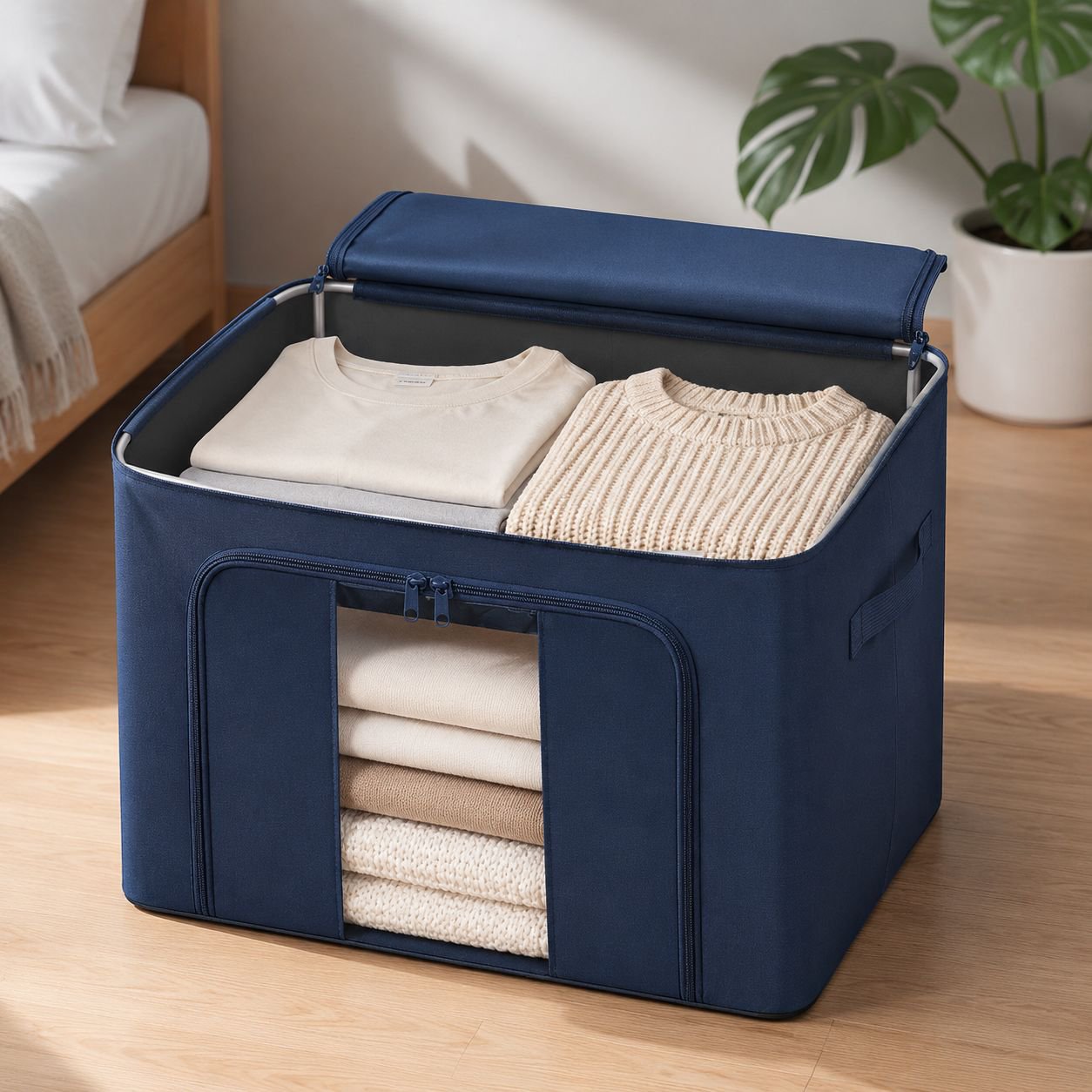 Spacious clothing organizer with sturdy steel frame