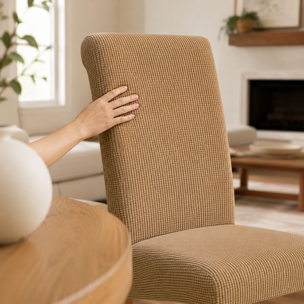 Washable velvet chair cover for family homes