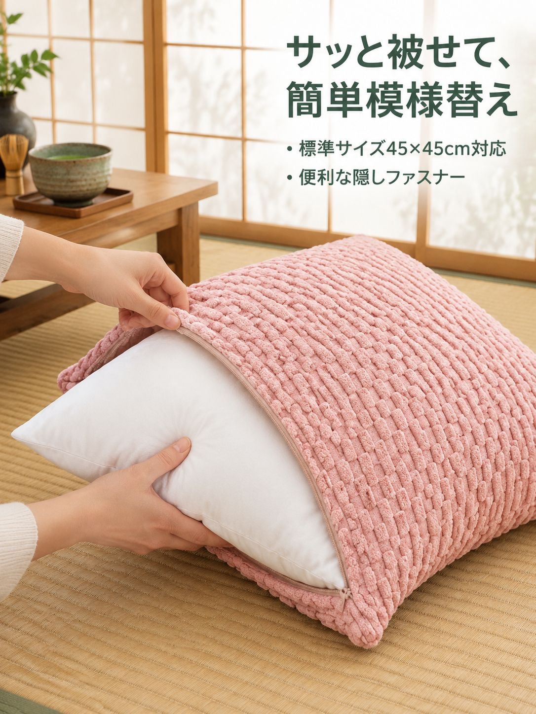 チェーンコーデュロイクッションカバー