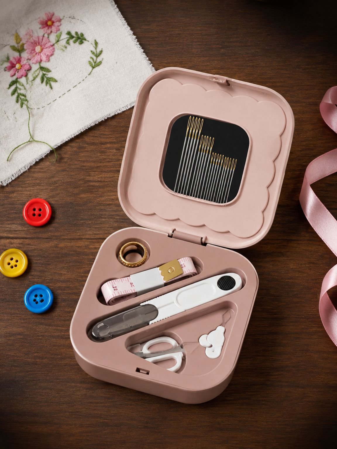 Kit de costura con caja organizadora magnética