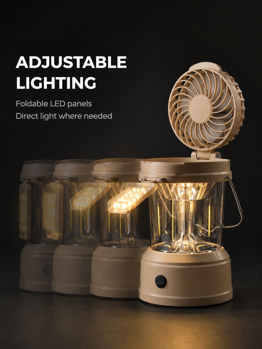 Easy-to-carry rechargeable lantern fan for hiking and camping