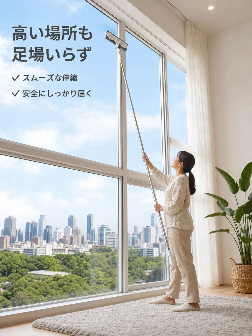 多機能伸縮式窓拭きクリーナー