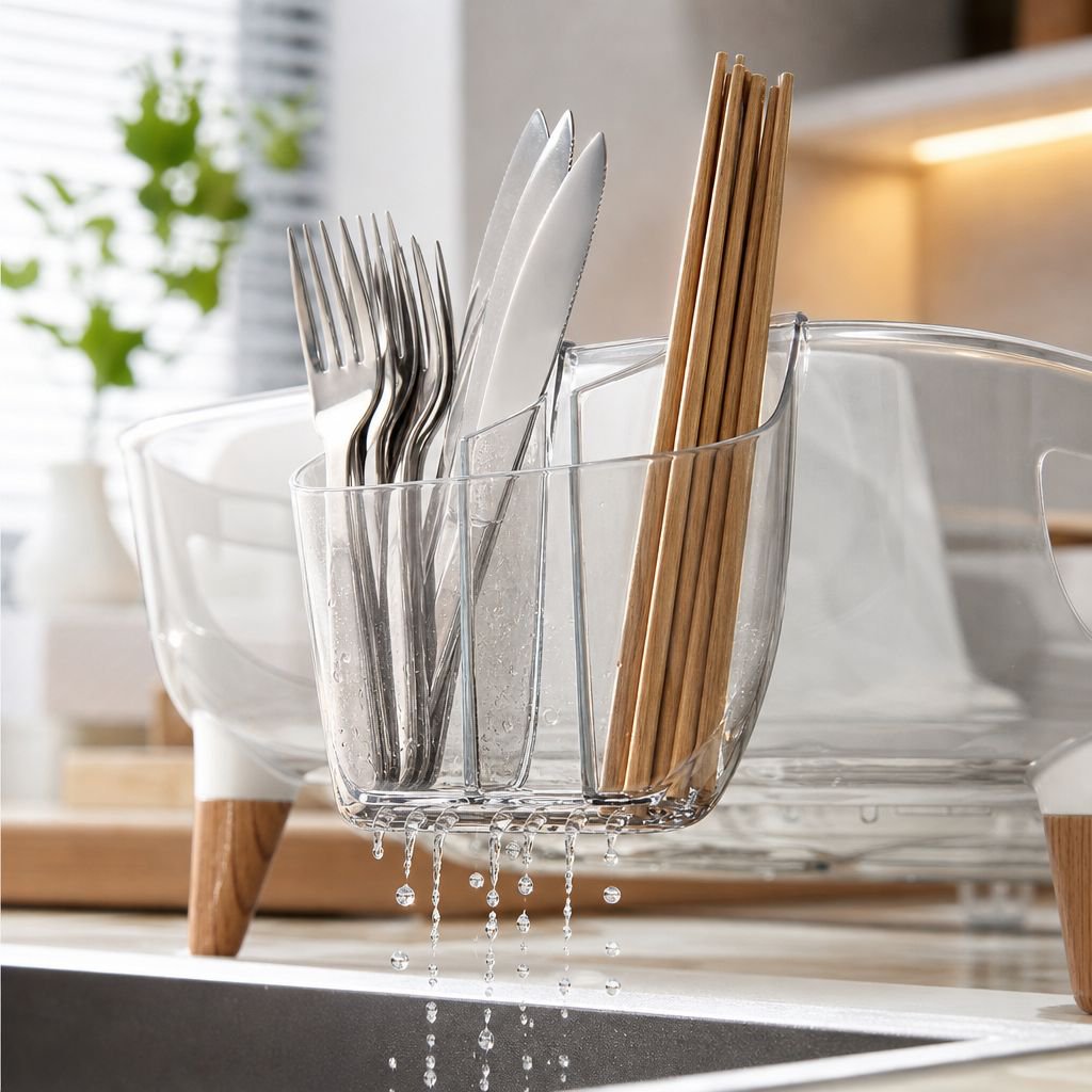 Stylish dish rack with modern design details
