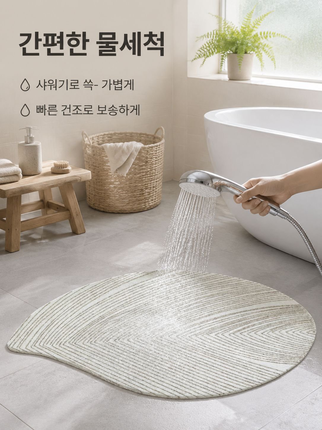 심플 리프 무늬 현관 매트