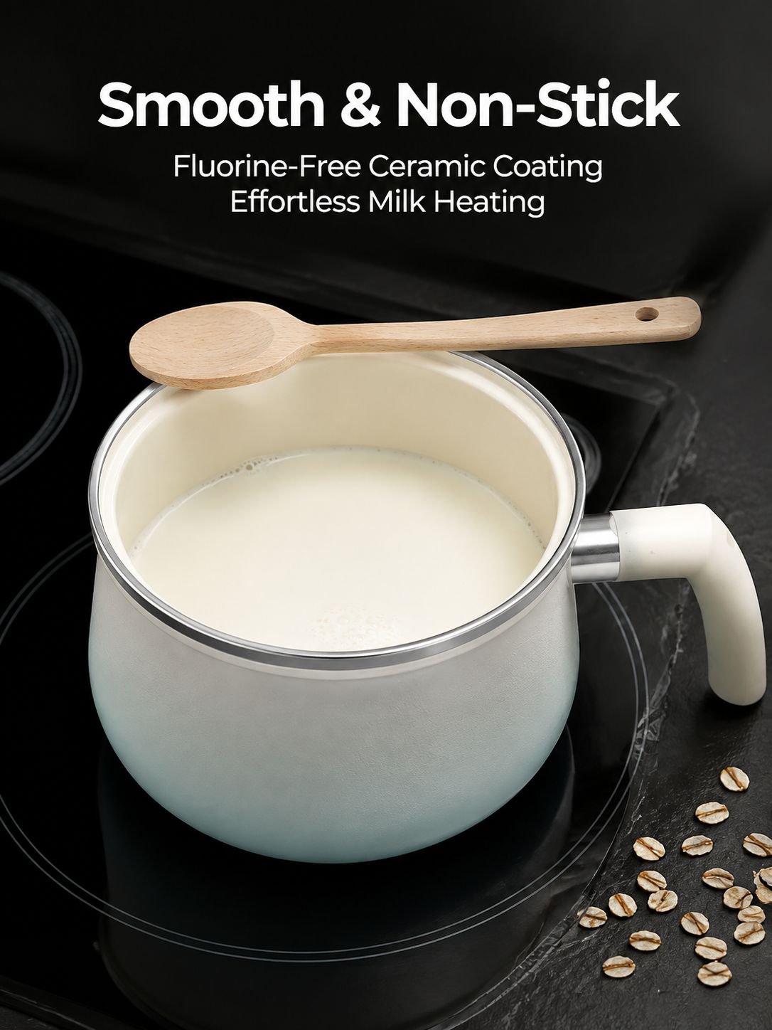 Fluorine-Free Gradient Blue Ceramic Milk Pan