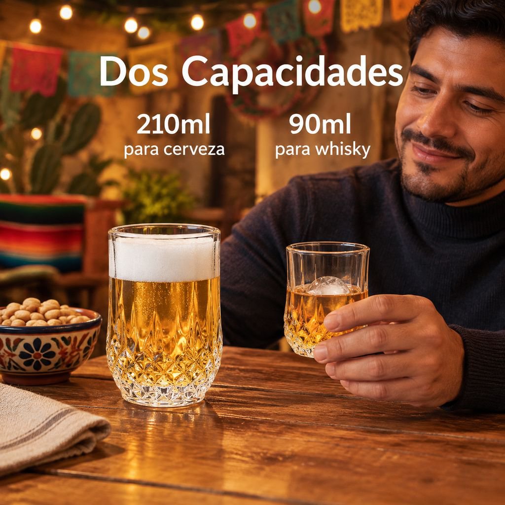 Vaso de Vidrio para Whisky y Cerveza Diseño Diamante para Bar KTV