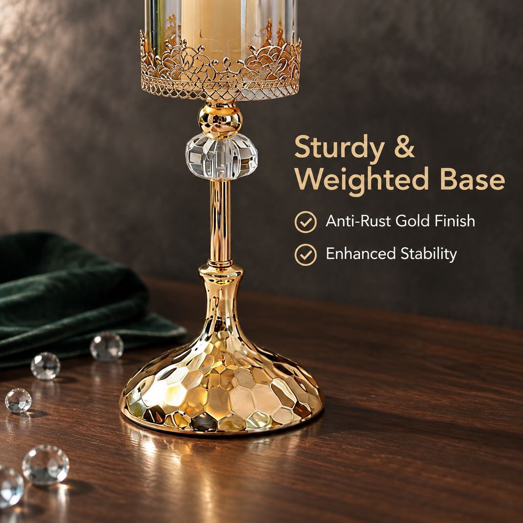 Luxury Gold Crystal Candle Holder European Dining Table Wedding Party Centerpiece