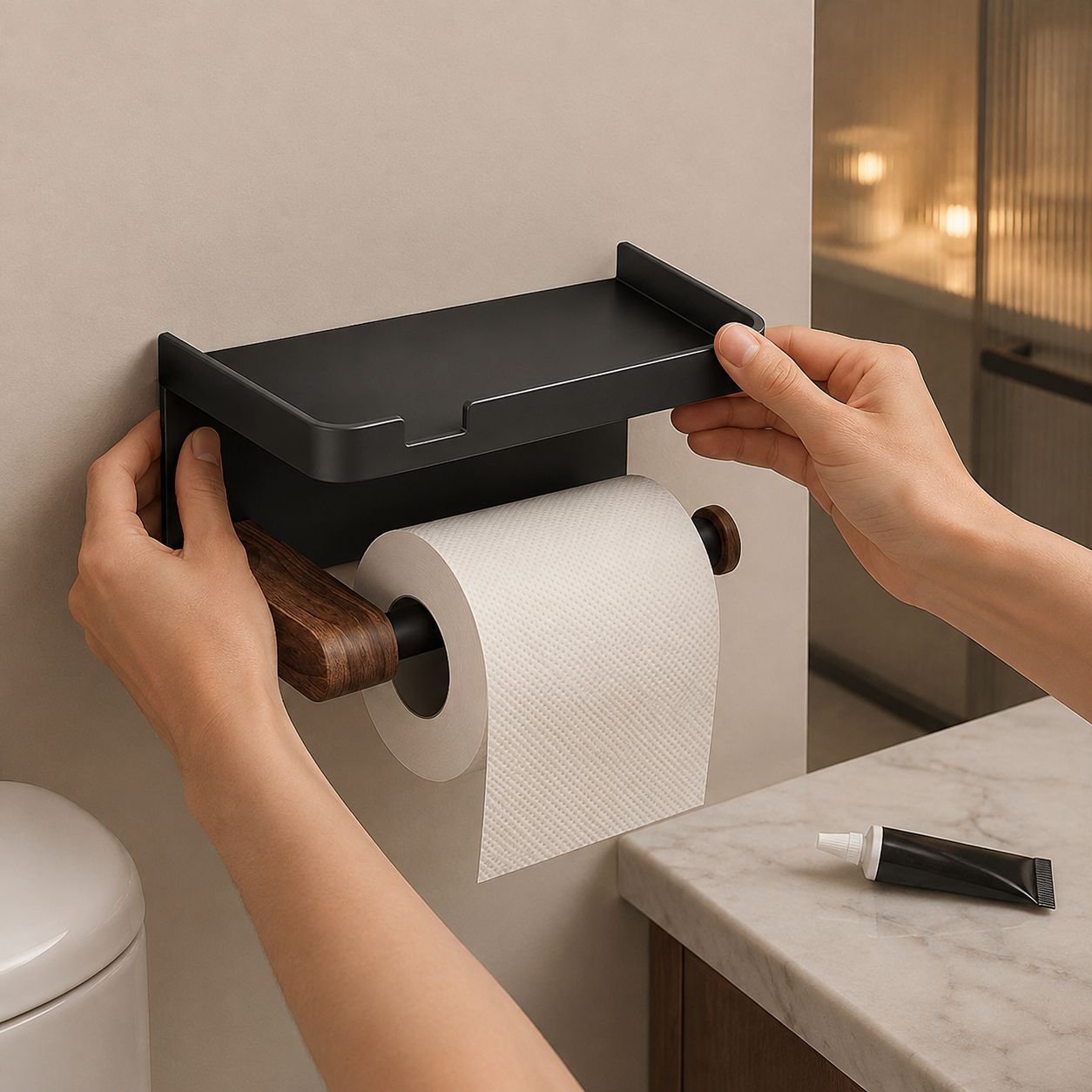 Easy installation tissue holder without tools