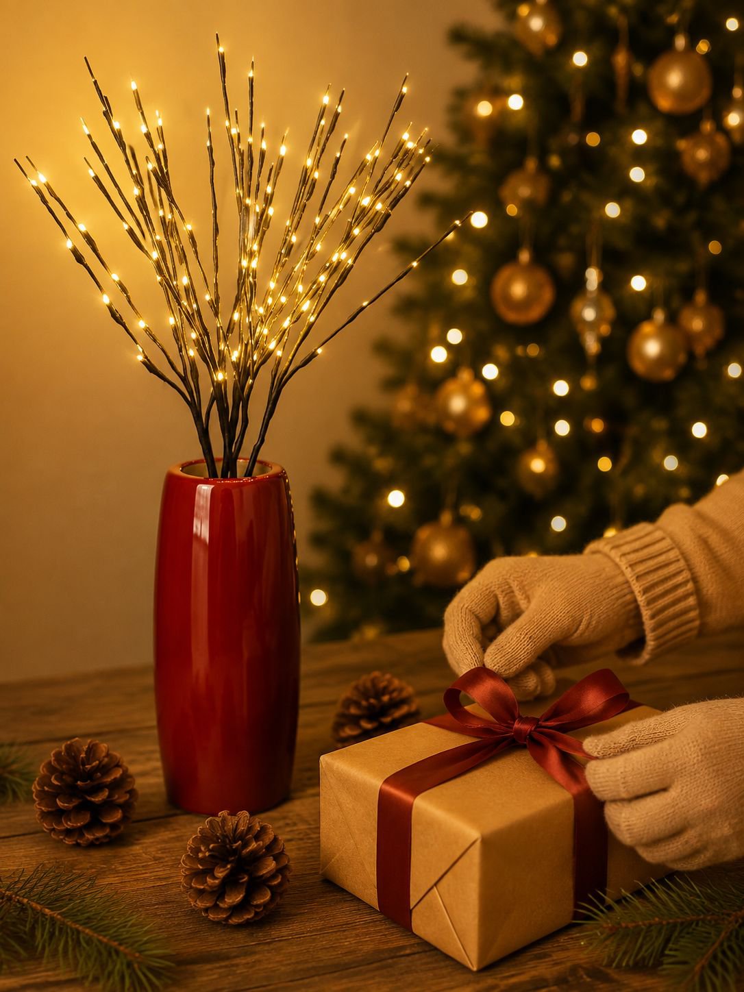 Lámpara creativa de ramas para decoración de dormitorios