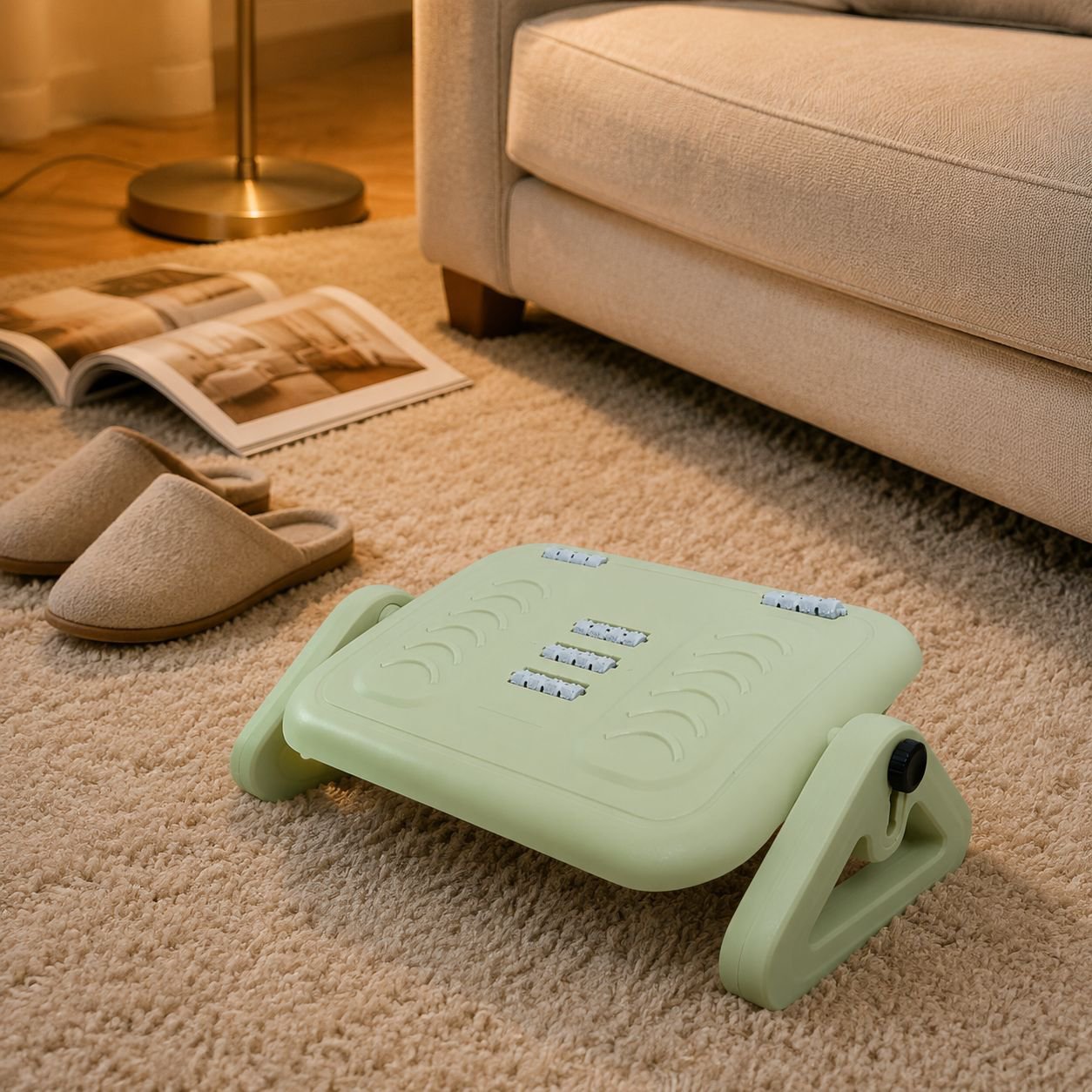 Adjustable Massage Footstool/Footrest Under Desk/Anti-Crossing Leg Pad
