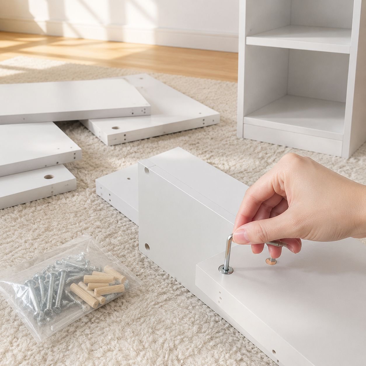 Versatile corner cabinet with adjustable shelves