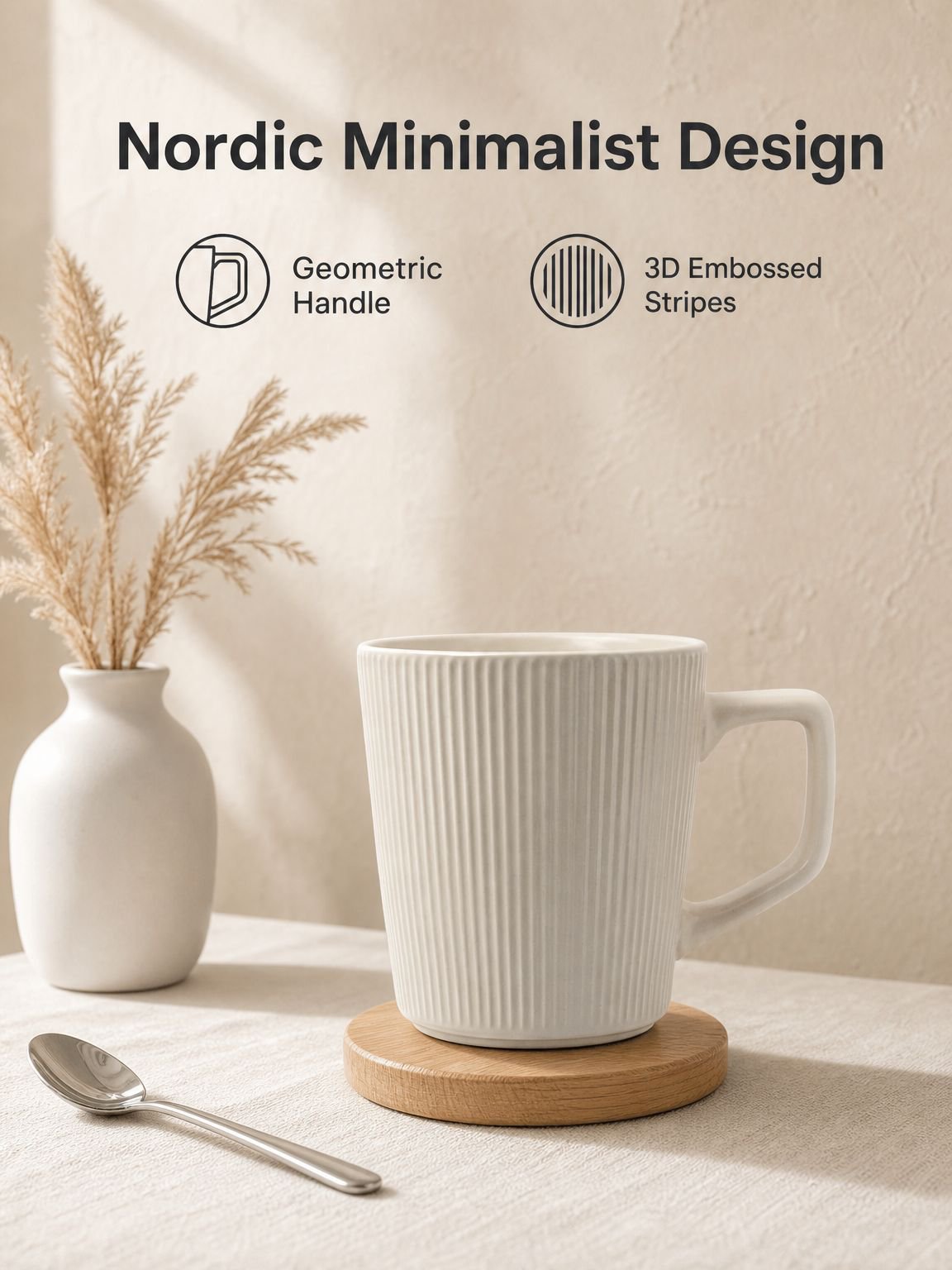 Home Use Large Capacity Embossed Ceramic Coffee Cup Water Cup