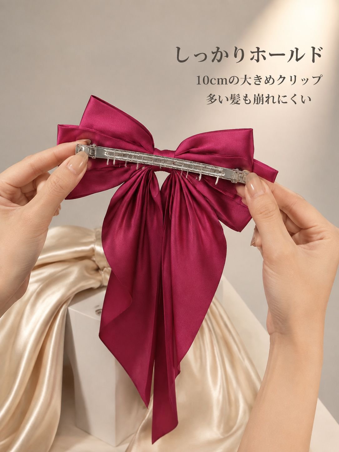 レディースリボンヘアアクセサリークリップ