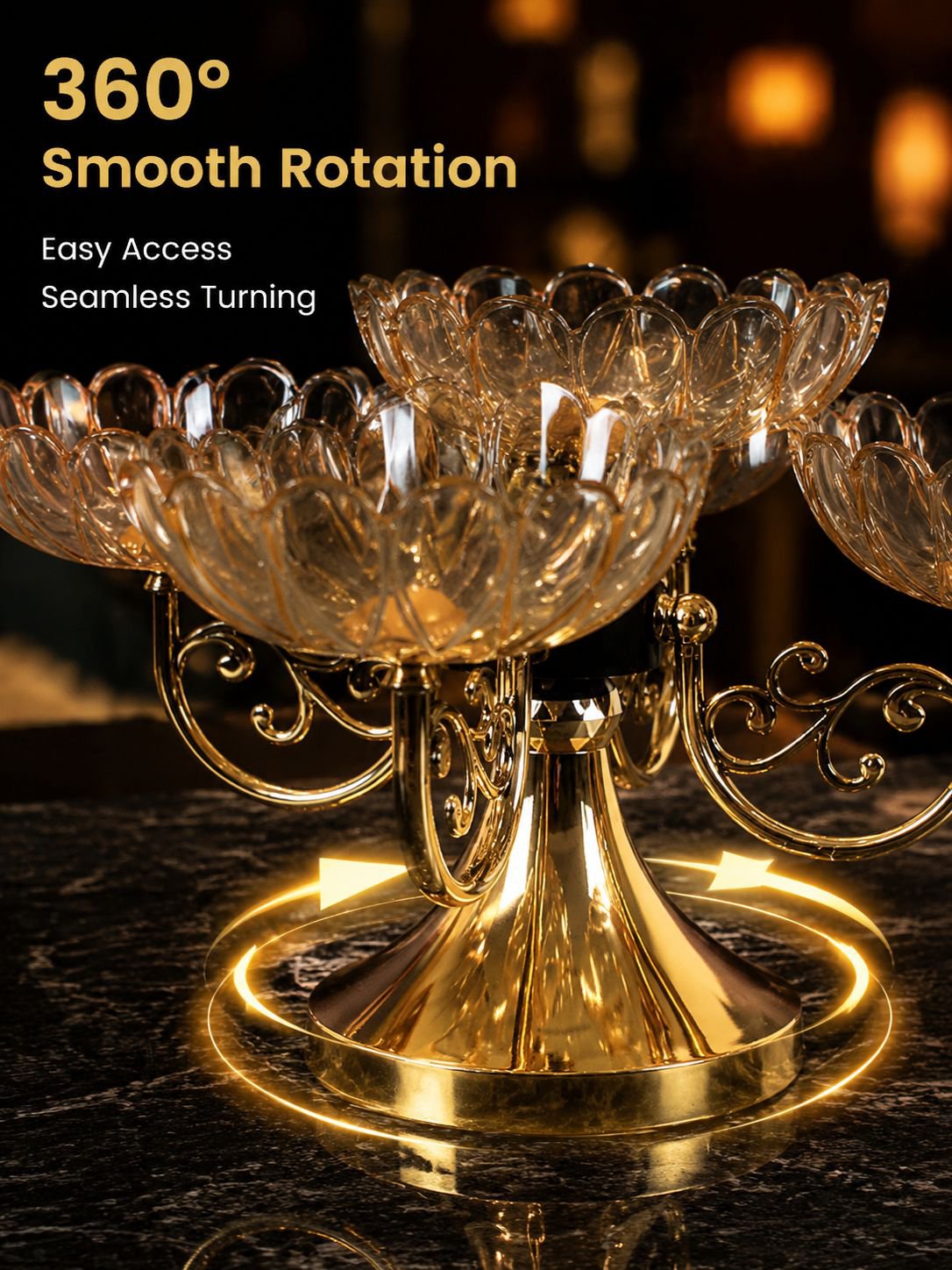 Multi layered rotating high-end crystal fruit plate