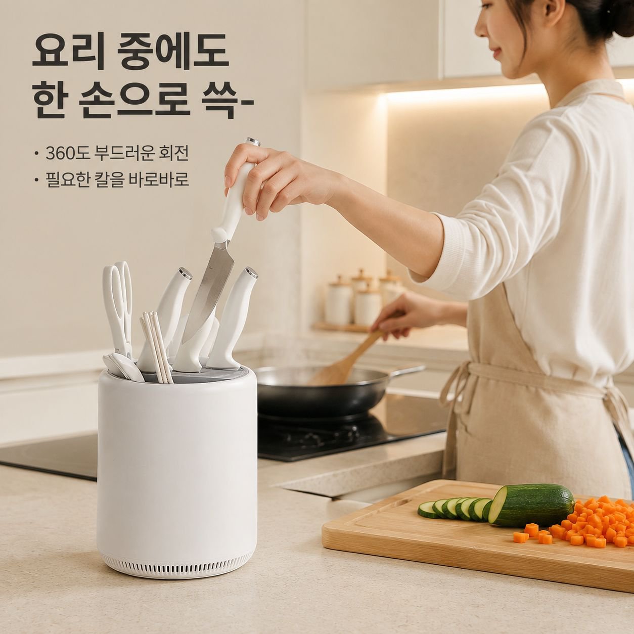 다기능 주방 회전 칼꽂이 정리대