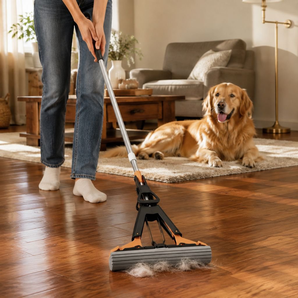 Folding Mop, One-Stop Cleaning Mop, Hands-Free Mop, Foldable Wringer Mop, Household Lazy Mop with Ab
