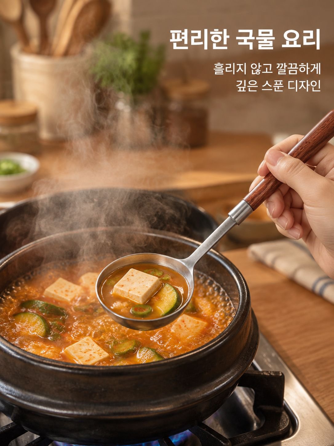 다기능 스테인리스 국자 겸 스파출라 스푼