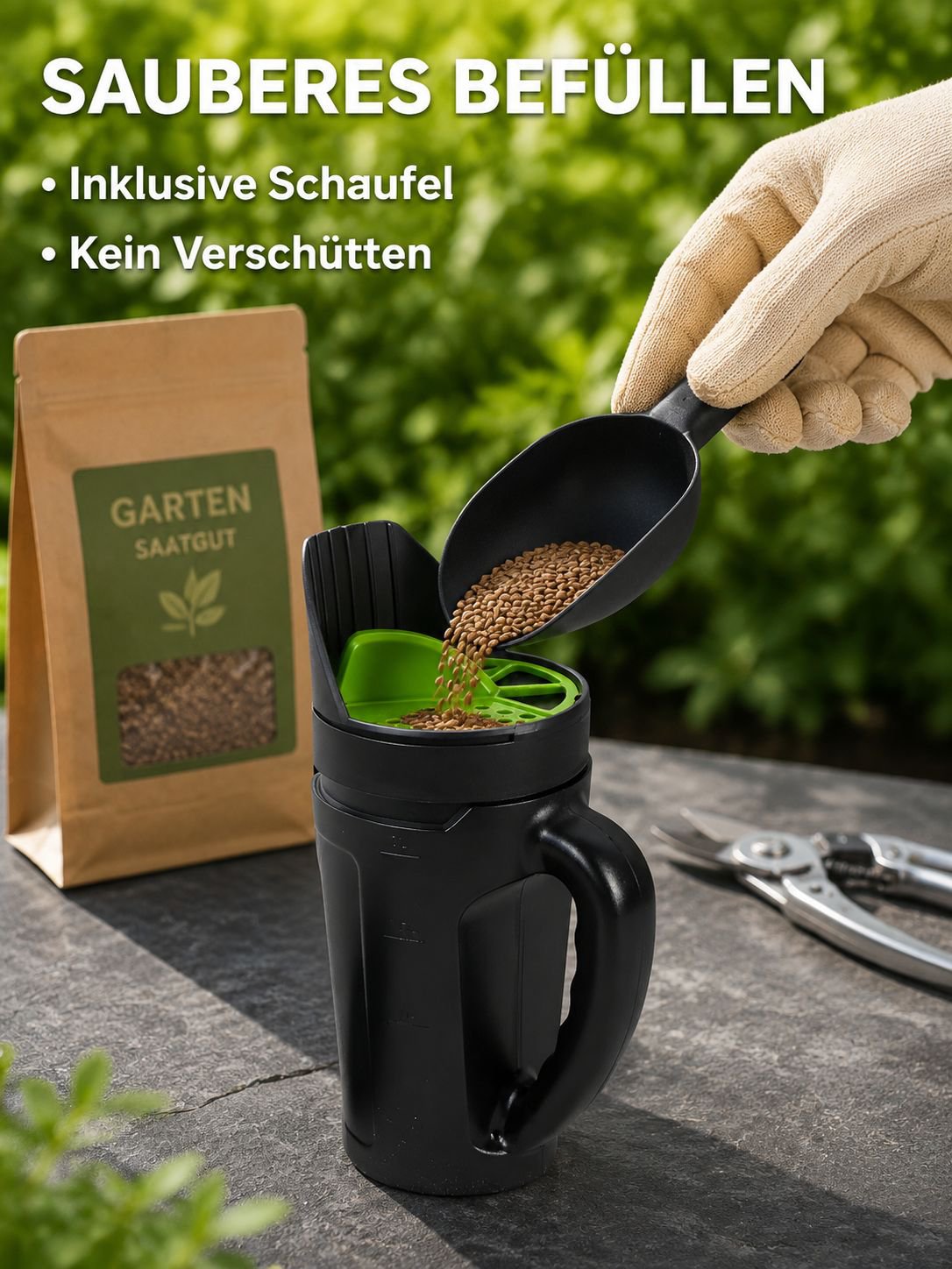 Garten Rasen Gemüse Saatgut Sämaschine Aussaattopf 2,5L Aussaattopf + Aussaatschaufel Gartenarbeit L