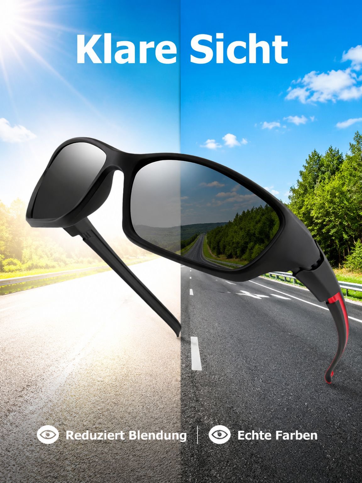Klare, blendfreie polarisierte Sonnenbrille