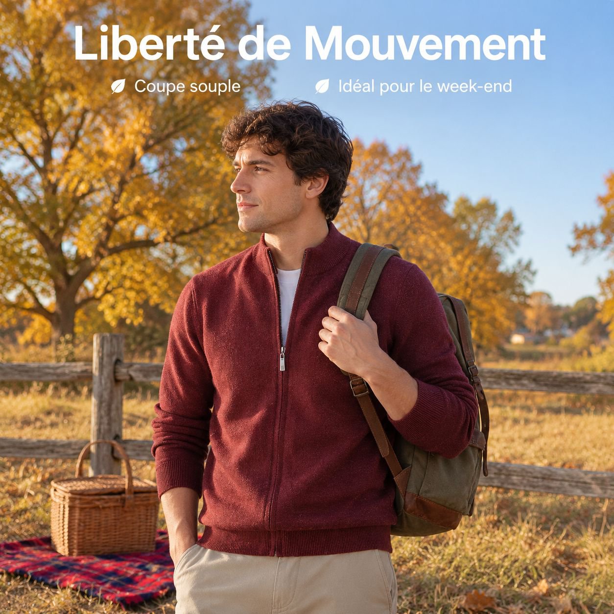 Haut en maille décontracté et tendance pour homme, automne