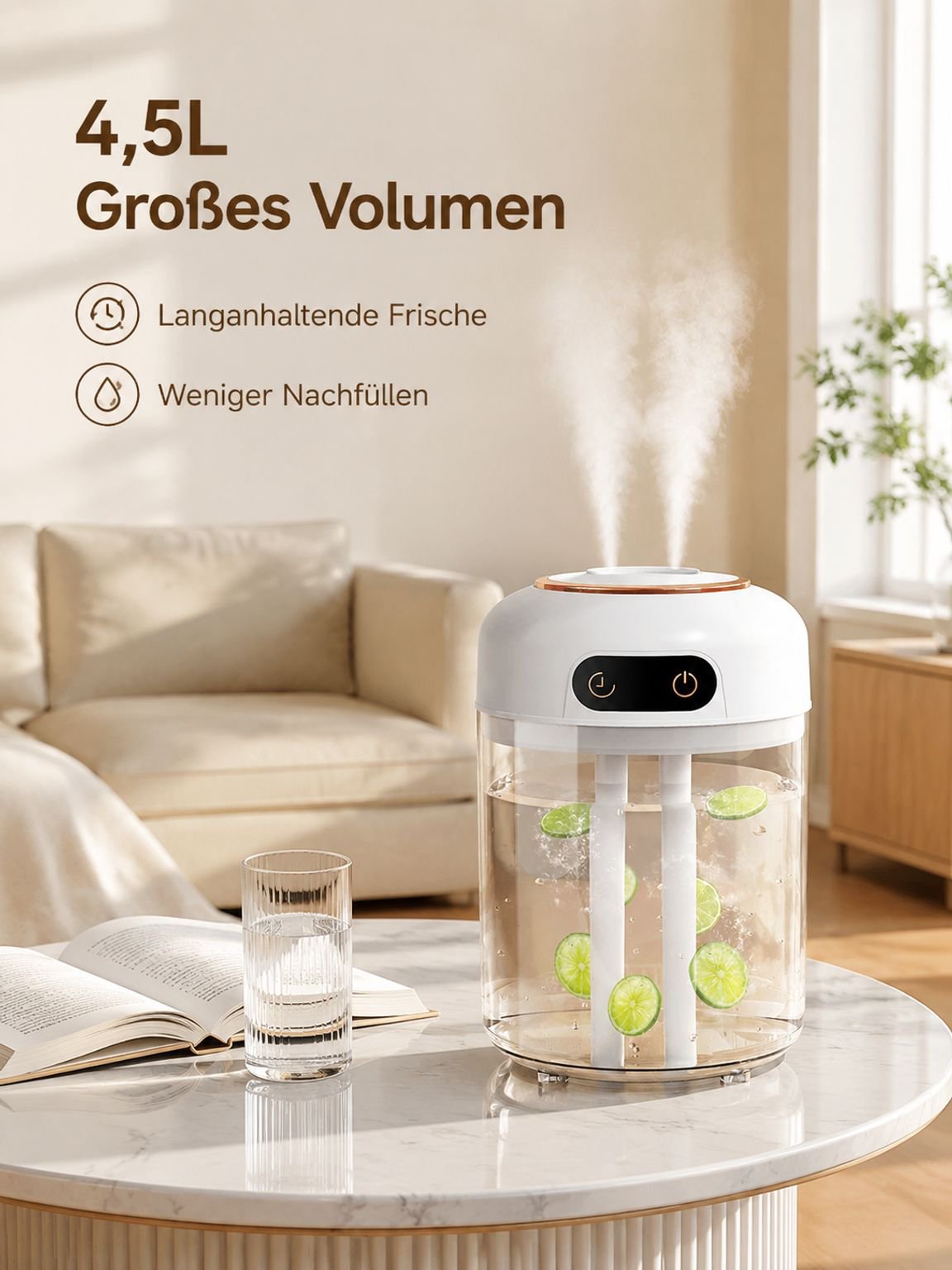 4,5L Doppel-Sprühstrahl Luftbefeuchter mit Fernbedienung und Timer