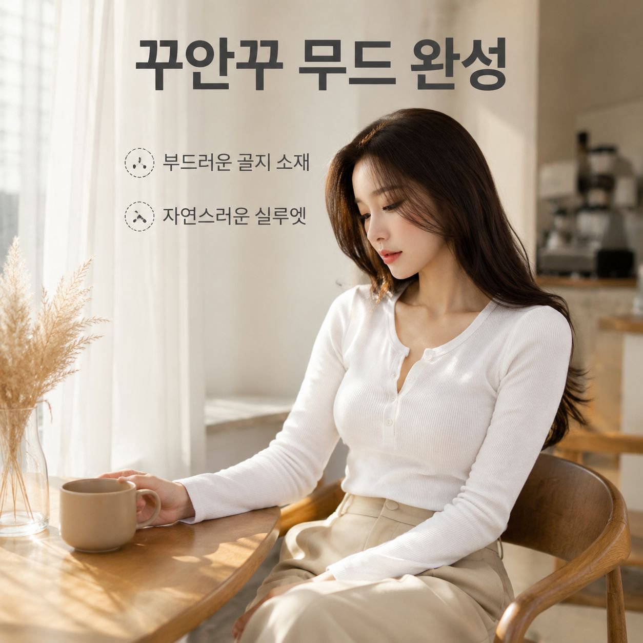 베이직 슬림핏 여성용 가을 이너웨어