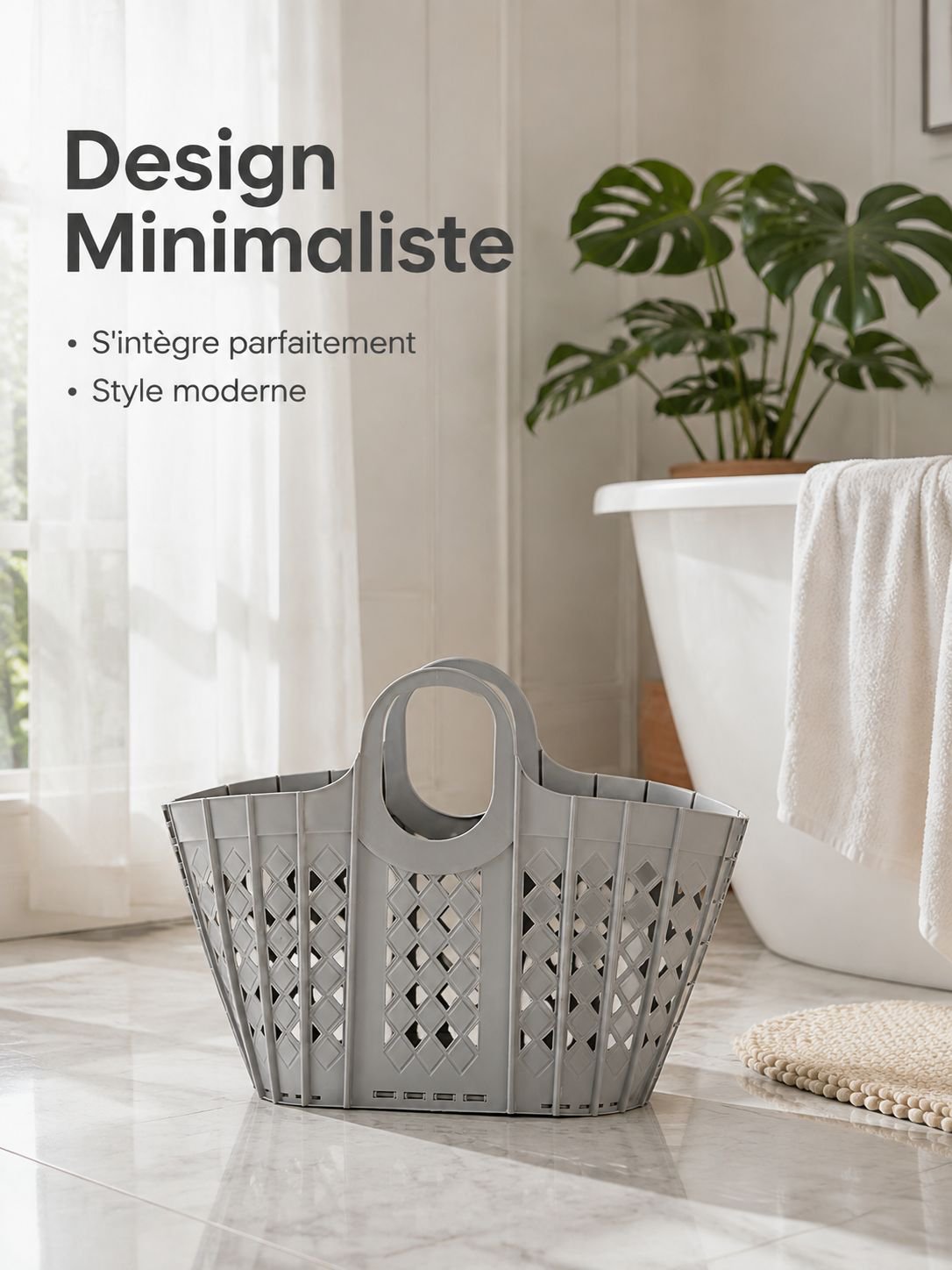 Grand panier à linge sale en plastique