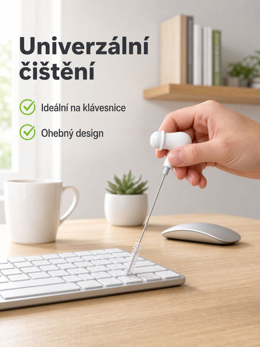 Kreativní čisticí kartáč na mezery ve tvaru hrášku, ohebný