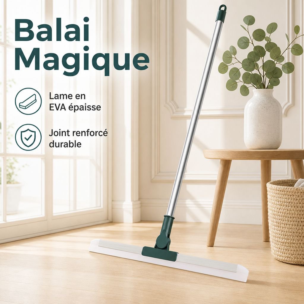 Balai magique télescopique avec raclette à eau
