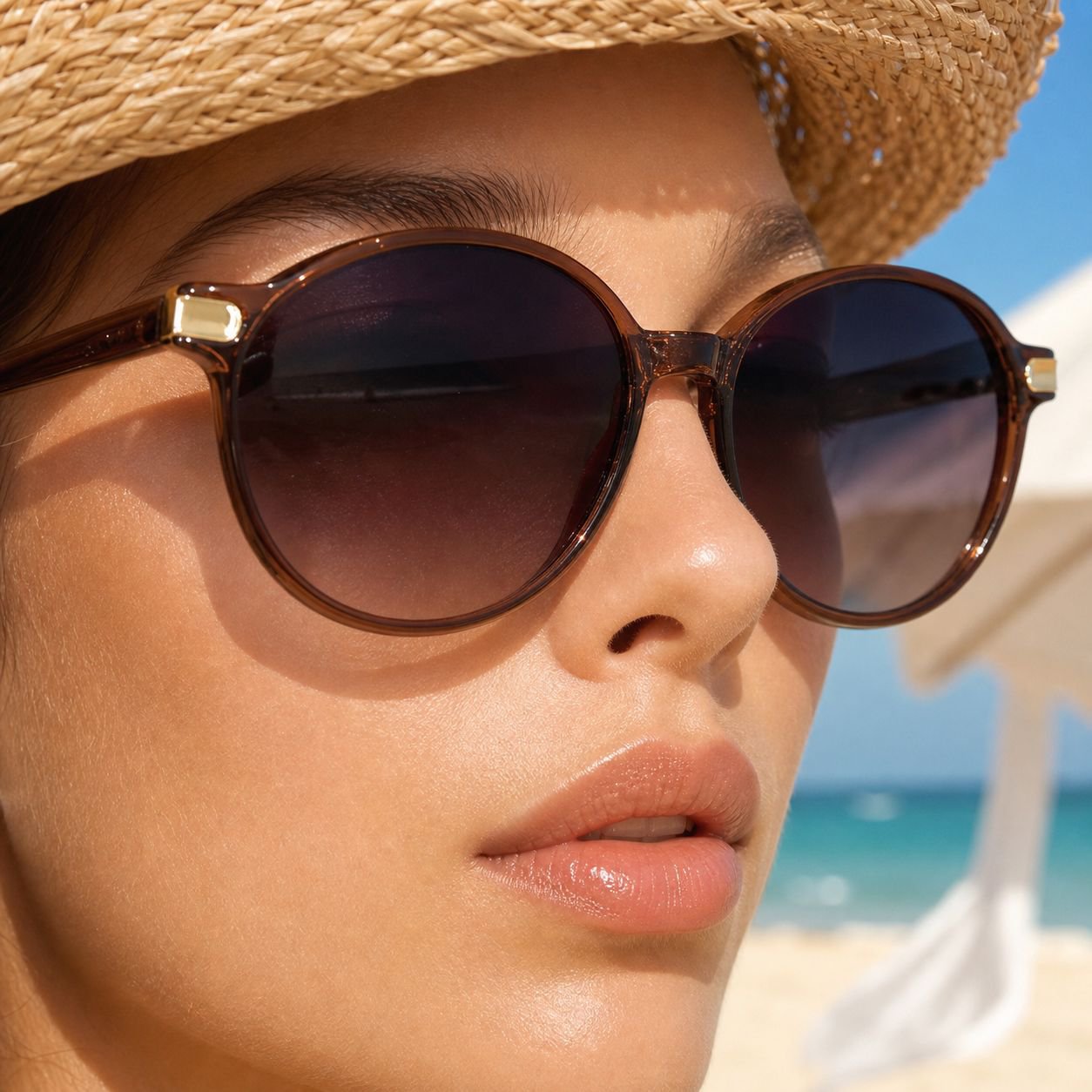 Gafas de sol de moda para mujer con protección UV color marrón