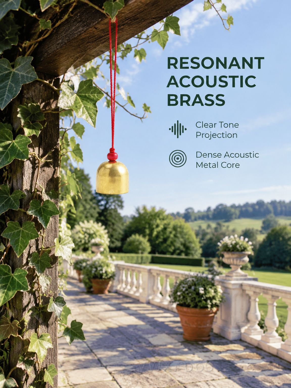 Hanging brass bell charm for Christmas decor