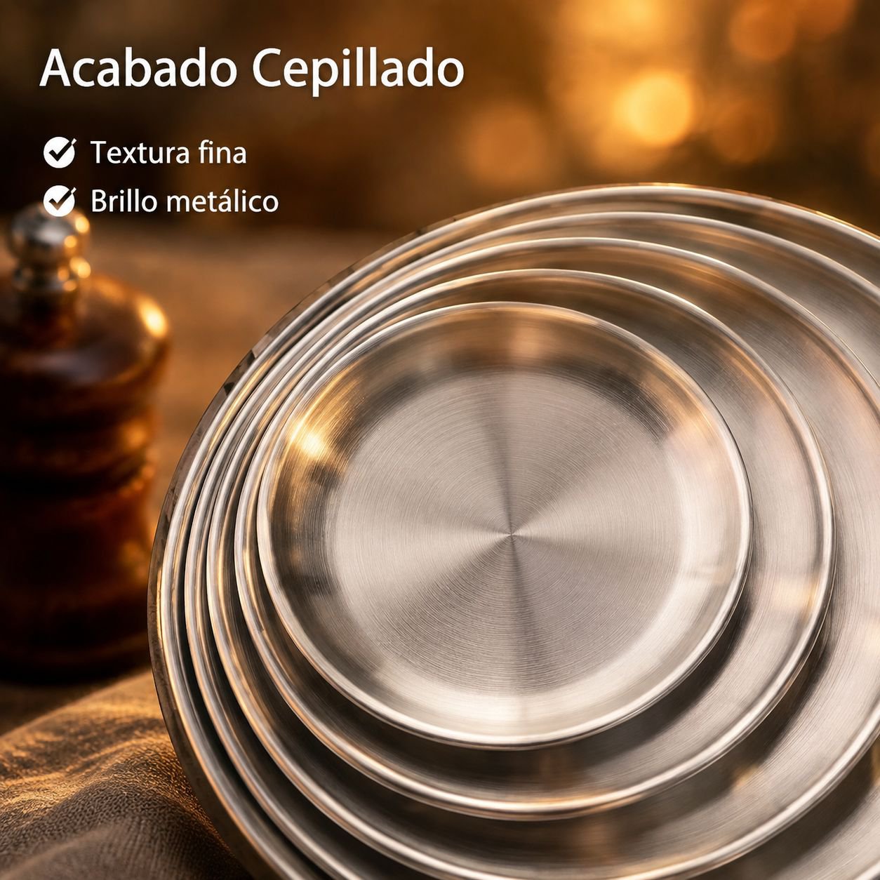 Plato redondo portátil de acero inoxidable resistente al calor para barbacoa, plato llano
