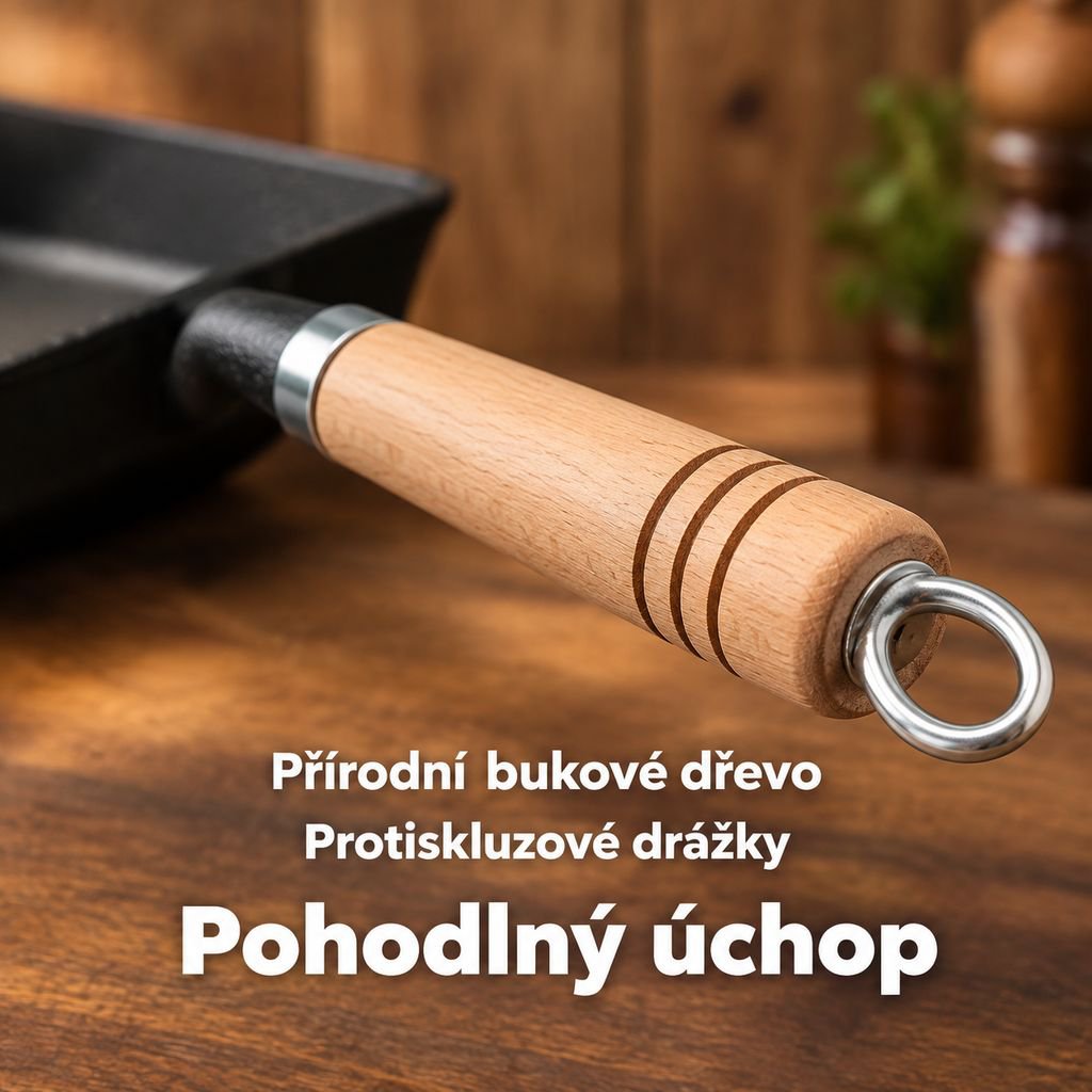 Litinová čtvercová pánev na Tamagoyaki a japonské vaječné omelety, bez povlaku