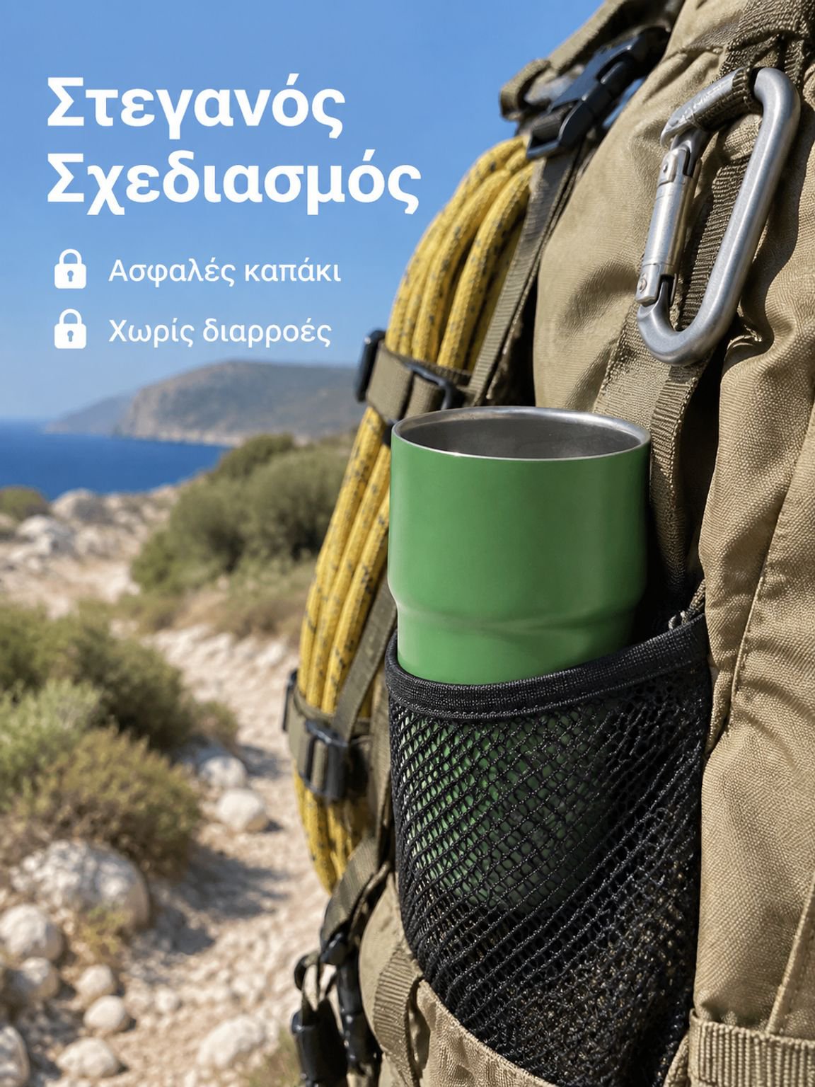 Κούπα καφέ με καπάκι για φορητό κάμπινγκ