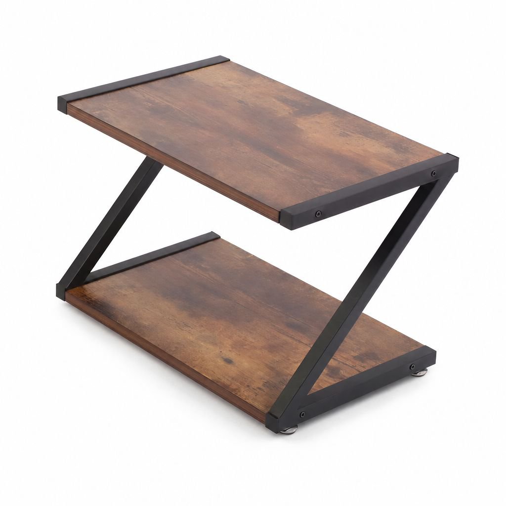 Z-shaped Multi-layer Wooden Desktop Storage Rack, Printer Organizer, Desk Bookshelf
