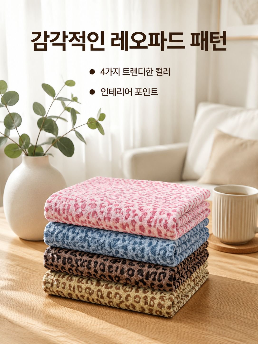 도톰한 레오파드 행주 가정용 흡수성 타월 화장실 손 닦기 주방 설거지 클리너