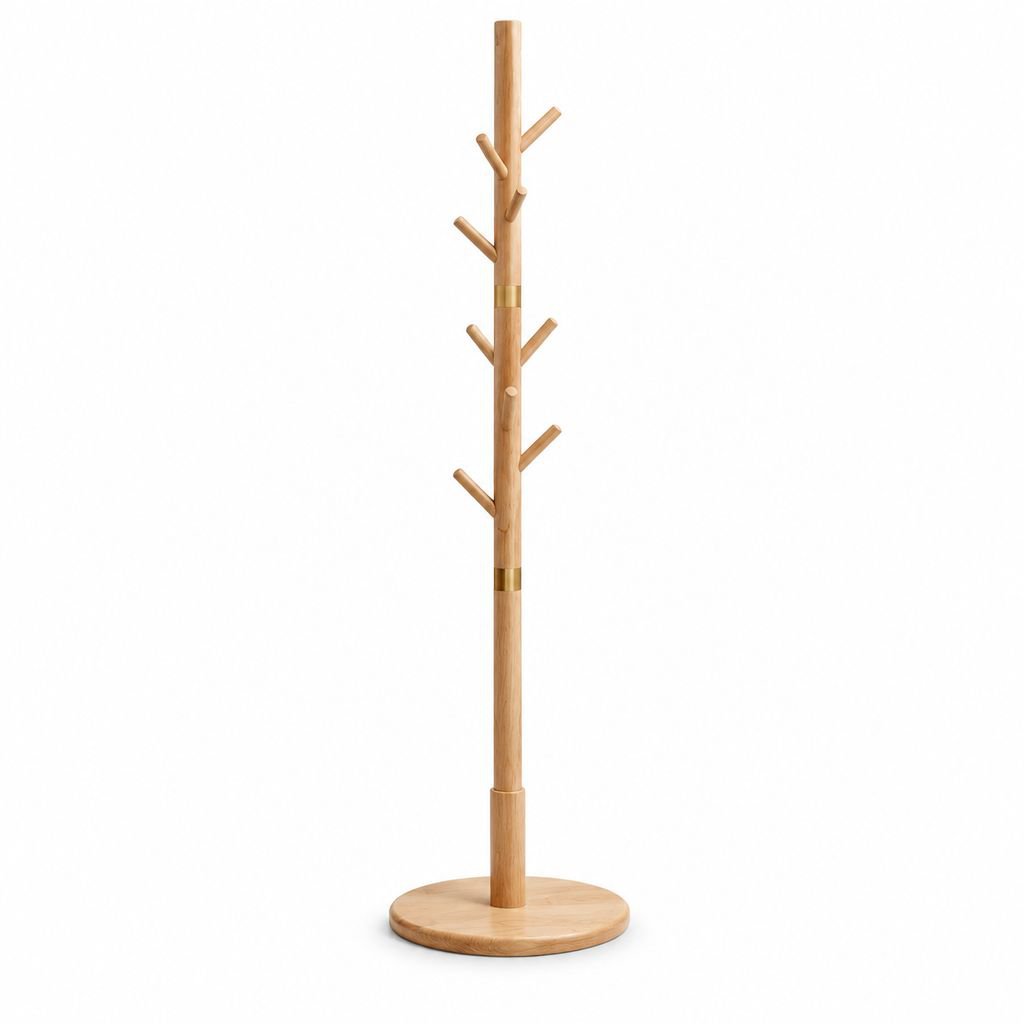 Modern Simple Solid Wood Coat Rack, Light Luxury Home Vertical Clothes Hanger