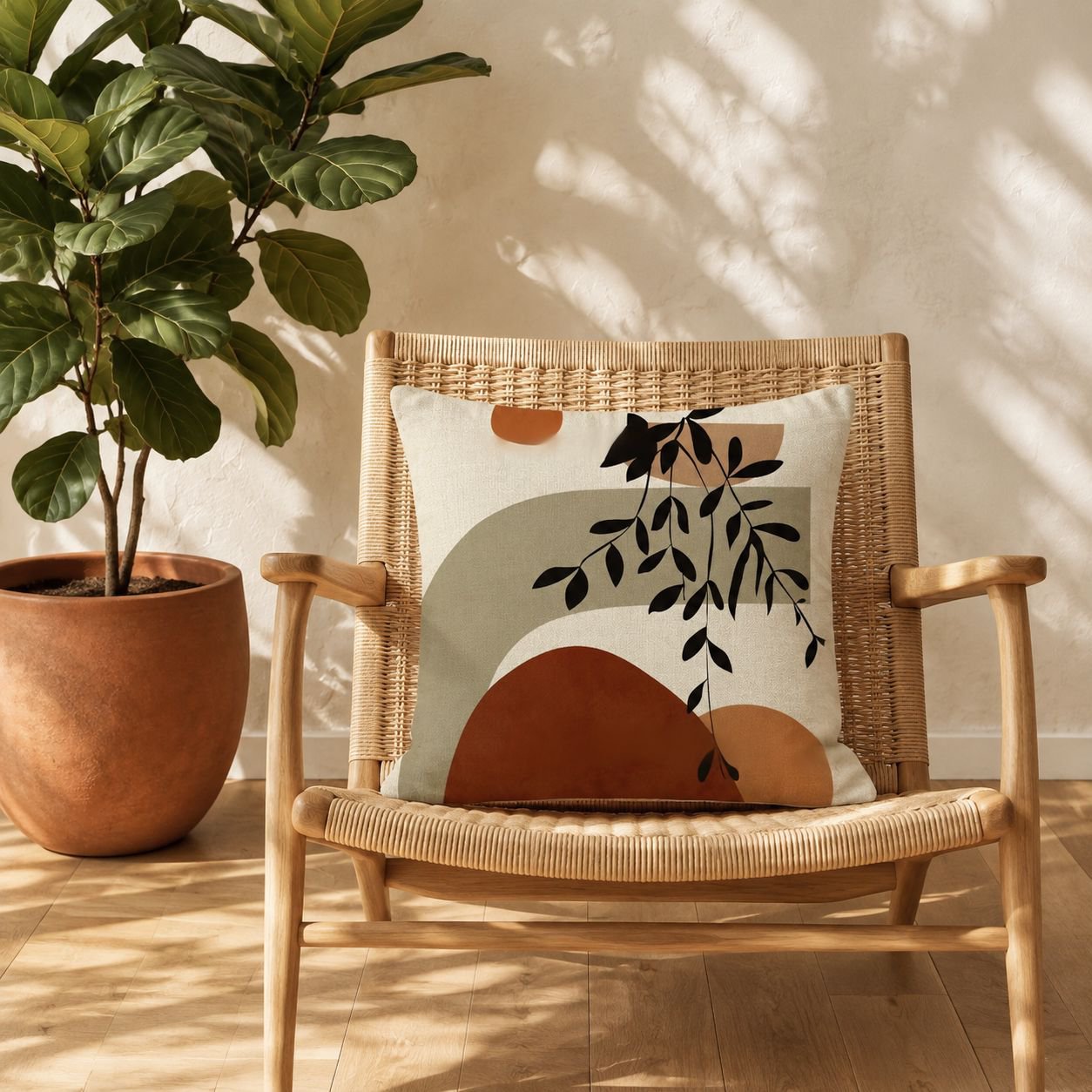 Olive leaf sunset linen pillowcase