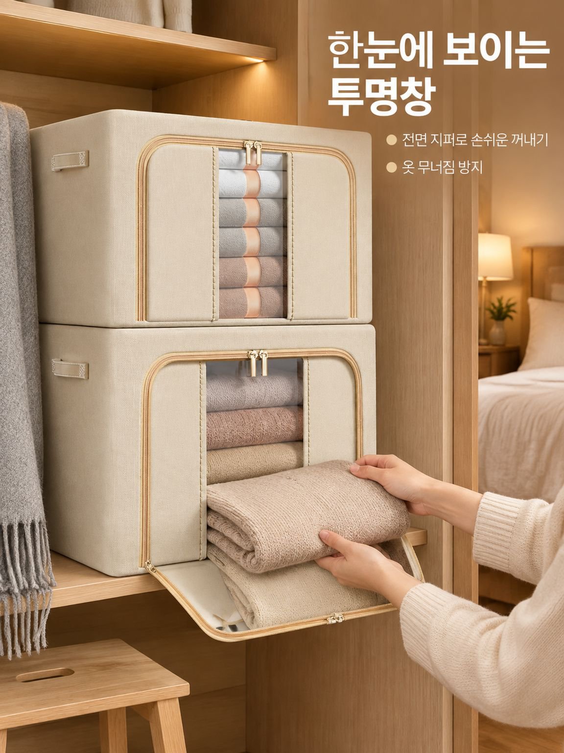 접이식 디자인으로 간편하게 보관 가능한 수납함