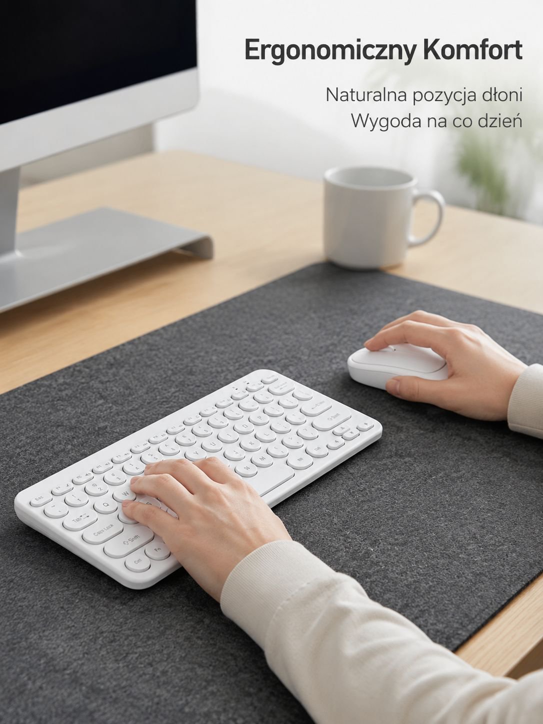 Bezprzewodowy cichy komplet klawiatury i myszy
