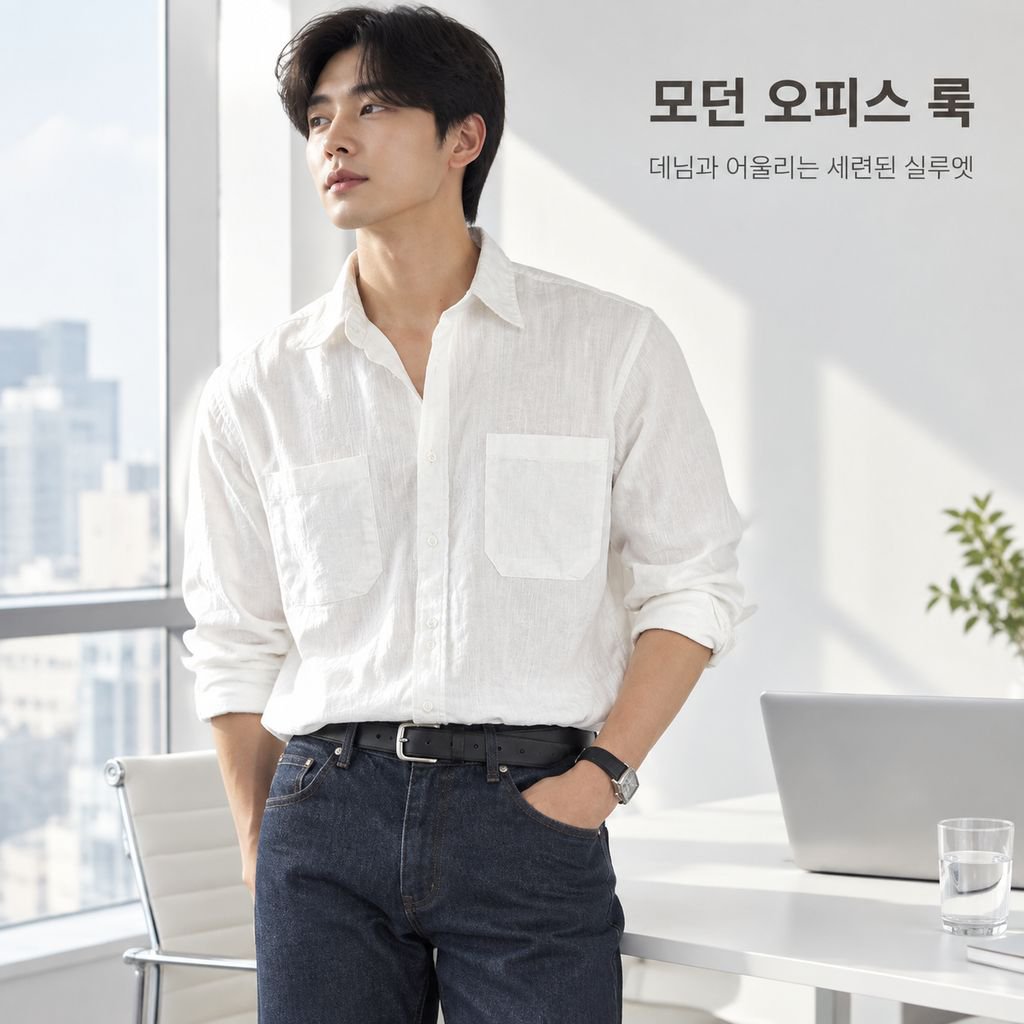 미니멀 셔츠 남성 한국 스타일 린넨 재질 캐주얼 데일리 멋스러운 카라 고급스러움