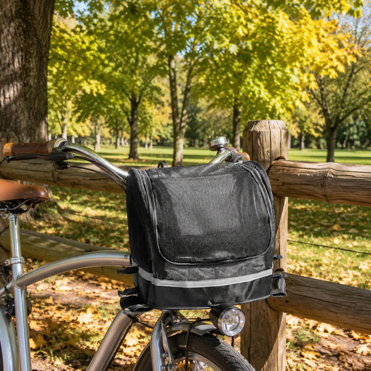 Foldable bicycle basket bag for small pets (cats and dogs), front bag, removable bicycle handlebar b