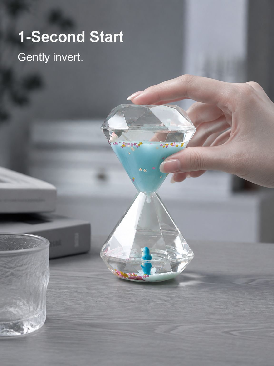 Liquid hourglass showcasing mesmerizing oil spill effects